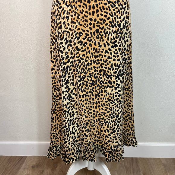Faithfull the Brand Noemie Dress Sz 6 Leopard Print Midi Length Slip - Picture 6 of 12